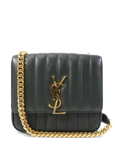 Pre-owned Saint Laurent Vicky Quilted Cross Body Bag In Black
