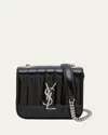 Saint Laurent Vicky Small Ysl Crossbody Bag In Quilted Spazzolato Leather In Nero