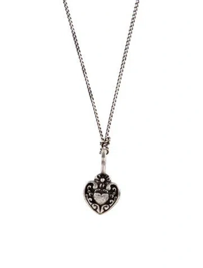 Pre-owned Saint Laurent Victorian Heart Charm Pendant Necklace, 29.75" In Multi