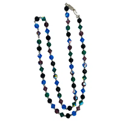 Pre-owned Saint Laurent Vintage 1970s Original Ysl Faceted Crystal Multi Jeweled Opera Necklace In Black