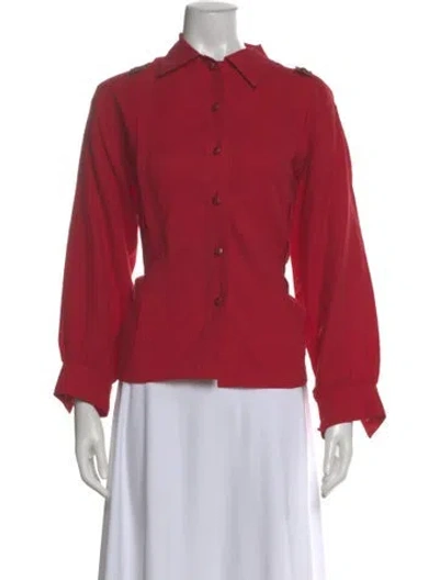 Pre-owned Saint Laurent Vintage 1980's Button-up Top In Red