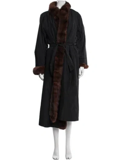 Pre-owned Saint Laurent Vintage 1980's Coat In Black/brown