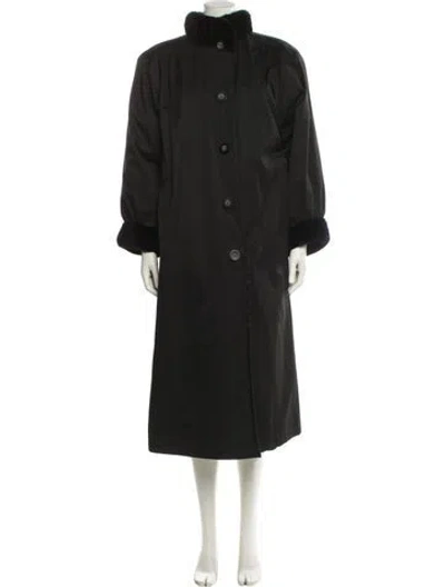 Pre-owned Saint Laurent Vintage 1980's Faux Fur Coat In Black