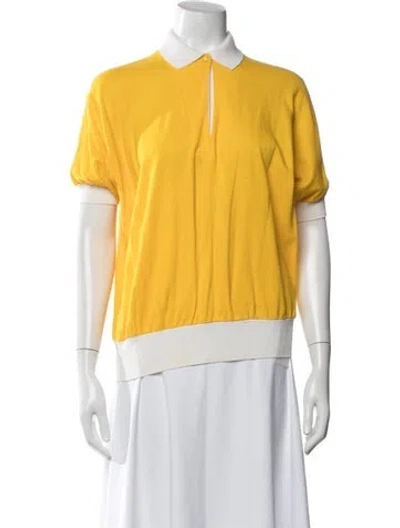 Pre-owned Saint Laurent Vintage 1980's Polo In White/yellow