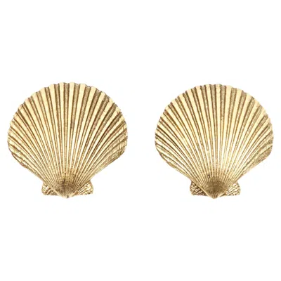 Pre-owned Saint Laurent Vintage 1980s Gold-tone Scallop Shell Clip-on Earrings In Multiple