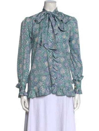 Pre-owned Saint Laurent Vintage 1981 Blouse In Blue