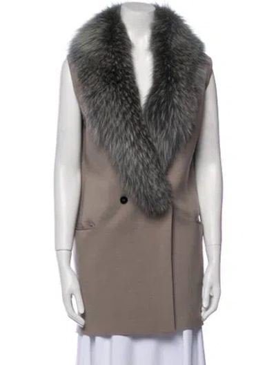 Pre-owned Saint Laurent Vintage 2000's Fur Vest In Gray