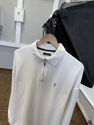 Pre-owned Saint Laurent Vintage 90's Ysl Yves  Polo Sweatshirt In White