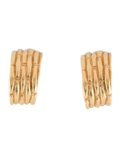 Pre-owned Saint Laurent Vintage Bamboo Clip-on Hoop Earrings In Multi