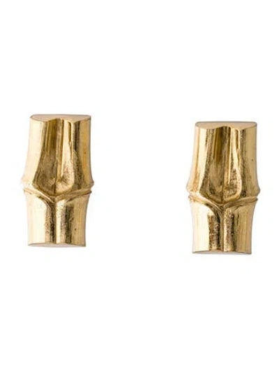 Pre-owned Saint Laurent Vintage Bamboo Motif Clip-on Earrings In Multi