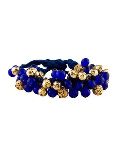Pre-owned Saint Laurent Vintage Beaded Cord Tie Bracelet, 7.5" In Multi
