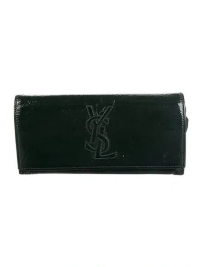 Pre-owned Saint Laurent Vintage Belle Du Jour Continental Wallet In Green