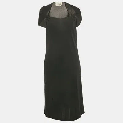 Pre-owned Saint Laurent Vintage Black Jersey Twist Detail Short Dress L