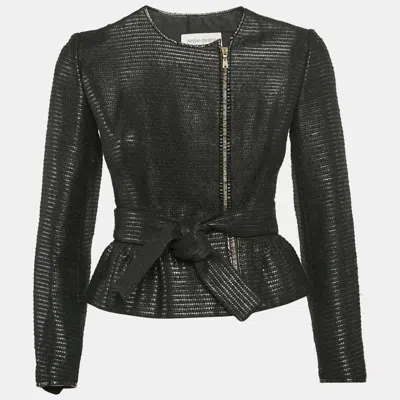 Pre-owned Saint Laurent Vintage Black Textured Wool Blend Jacket S