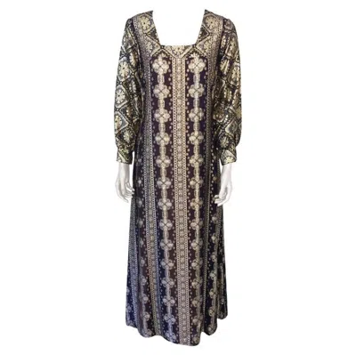 Pre-owned Saint Laurent Vintage Brocade Caftan By Bob Cunningham Nellica Beitner Neiman Marcus Size S In Black