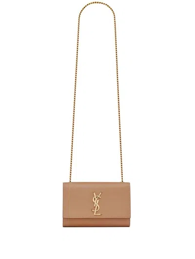 Saint Laurent Vintage Brown Gold Shoulder Handbag For Women