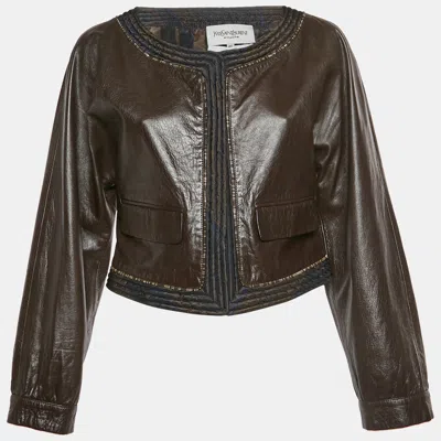Pre-owned Saint Laurent Vintage Brown Leather Jacket M