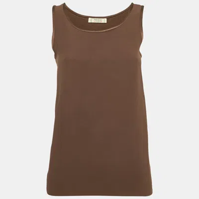 Pre-owned Saint Laurent Vintage Brown Satin Tank Top M