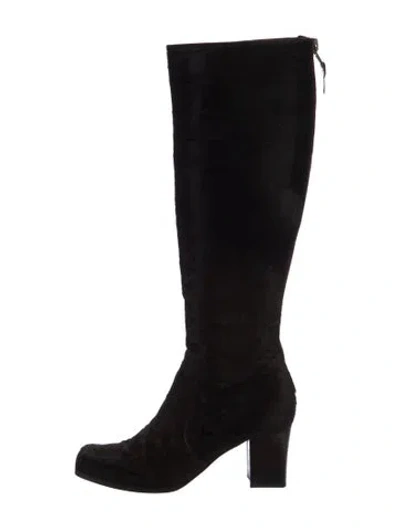 Pre-owned Saint Laurent Vintage Calf Hair Boots In Black