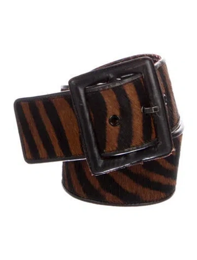Pre-owned Saint Laurent Vintage Calf Hair Waist Belt In Brown