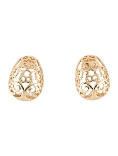 Pre-owned Saint Laurent Vintage Carved Clip-on Earrings In Multi