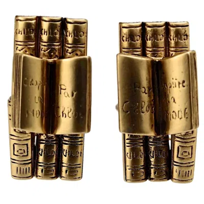 Pre-owned Saint Laurent Vintage Chloe "par Chloe Chapitre La Mode" Novelty Book Earrings In Brown