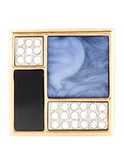 Pre-owned Saint Laurent Vintage Crystal & Resin Square Brooch