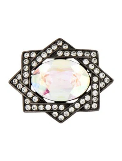Pre-owned Saint Laurent Vintage Crystal Brooch In Clear