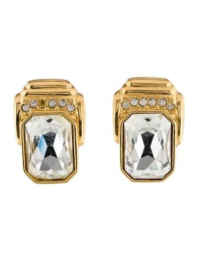 Pre-owned Saint Laurent Vintage Crystal Clip-on Earrings In Transparent