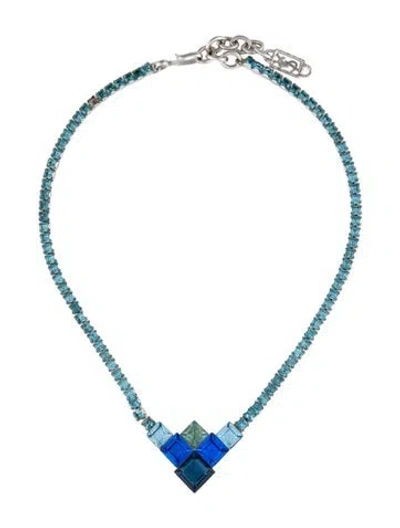 Pre-owned Saint Laurent Vintage Crystal Collar Necklace, 19" In Multi