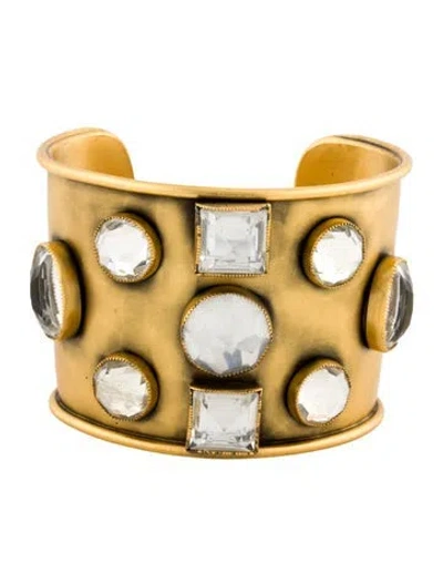 Pre-owned Saint Laurent Vintage Crystal Cuff Bracelet, 8" In Multi