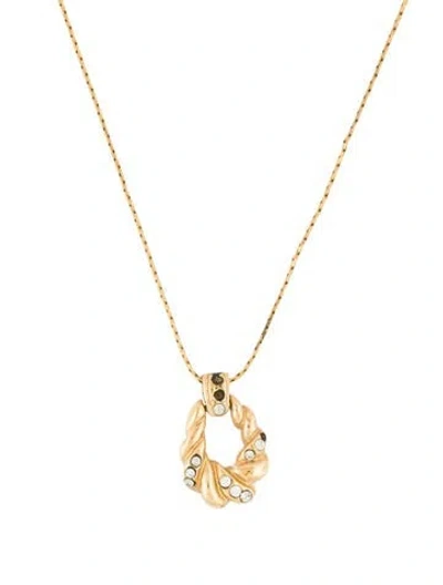 Pre-owned Saint Laurent Vintage Crystal Pendant Necklace, 18" In Transparent