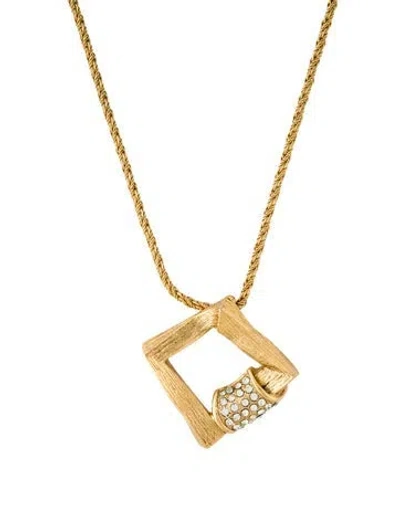 Pre-owned Saint Laurent Vintage Crystal Pendant Necklace, 21" In Multi