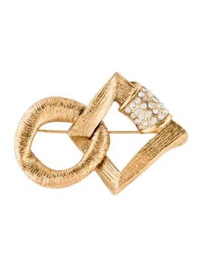 Pre-owned Saint Laurent Vintage Crystal Pin Brooch In Transparent