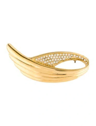Pre-owned Saint Laurent Vintage Crystal Wing Brooch In Multi