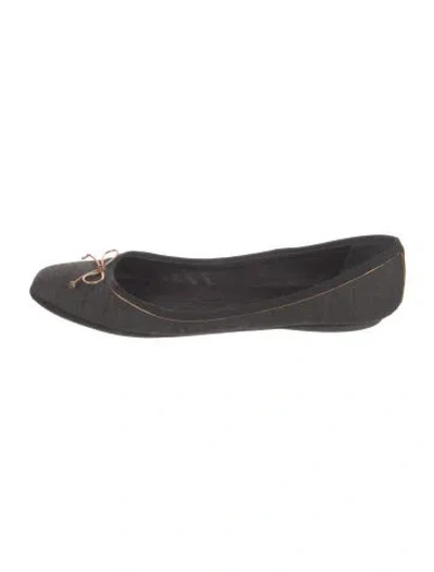 Pre-owned Saint Laurent Vintage Denim Ballet Flats In Black