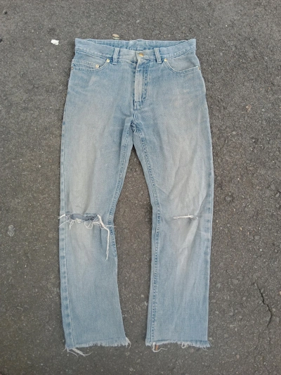 Pre-owned Saint Laurent Vintage Distressed Ysl Jeans In Blue