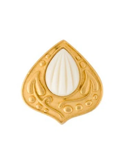 Pre-owned Saint Laurent Vintage Enamel Heart Single Earclip Earring In White