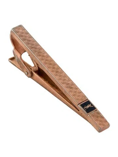 Pre-owned Saint Laurent Vintage Enamel Tie Clip In Black