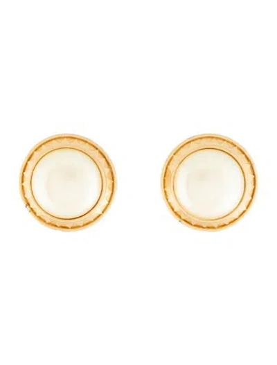 Pre-owned Saint Laurent Vintage Faux Pearl Clip-on Earrings In Multicolor