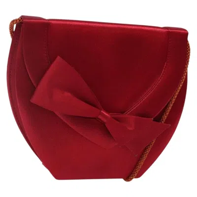Pre-owned Saint Laurent Vintage Flap Crossbody Bag Silk Red Satin Clutche & Pouche Bag ()