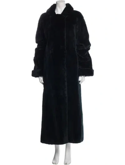 Pre-owned Saint Laurent Vintage Fur Faux Fur Coat In Blue