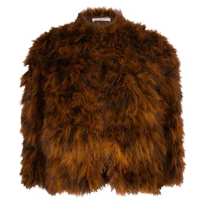 Pre-owned Saint Laurent Vintage F/w 1981 Yves  Orange Burnt Marabou Feather Jacket