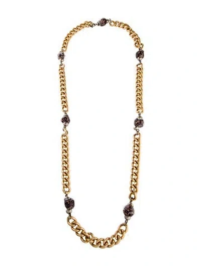 Pre-owned Saint Laurent Vintage Glass Bead Long Station Necklace, 36" In Transparent