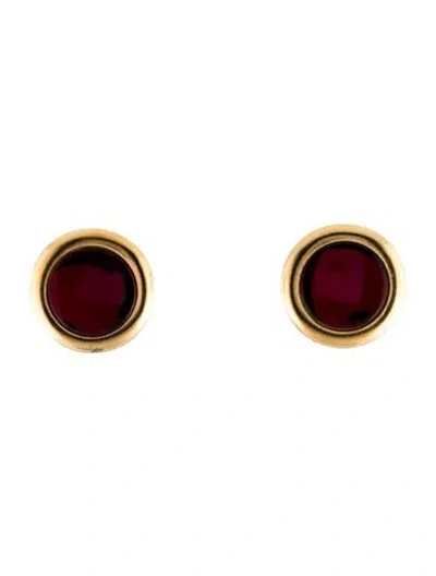 Pre-owned Saint Laurent Vintage Glass Oval Clip-on Earrings In Multi