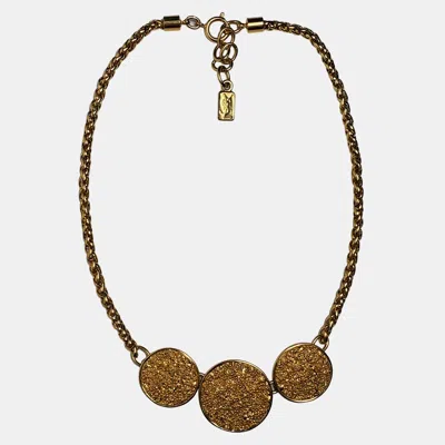 Pre-owned Saint Laurent Vintage Gold Disc Necklace
