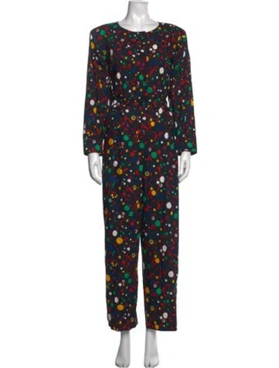 Pre-owned Saint Laurent Vintage Graphic Print Jumpsuit In Black