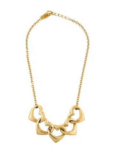 Pre-owned Saint Laurent Vintage Heart Collar Necklace, 20.25" In Multi