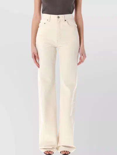 Saint Laurent Vintage High-rise Denim Trousers In Beige
