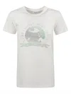 Saint Laurent White T-shirt With Graphic Print On The Front In Cotton Woman In White